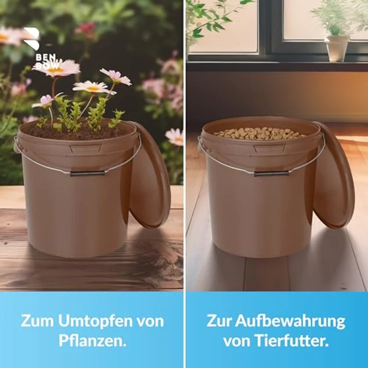 BenBow Eimer mit Deckel 20l braun - lebensmittelecht, stabil, luftdicht, auslaufsicher – Bild 5