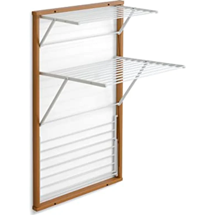 Arredamenti Italia Karim Wand-Wäscheständer aus Holz, ausziehbar, 16 m Draht, Kirschbaum-Finish, Massivholzrahmen, unabhängige Nylon-Gitter – Bild 2