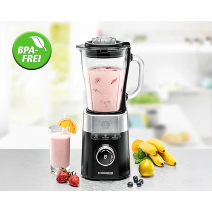 Rommelsbacher Standmixer MX 1260, 1200W, 22.000 U/min, 8-Stufen Drehzahlregulierung, 1,5 l Glaskrug, Edelstahl-Spezialmesser, Funktionen: Smoothie, Pulse, Ice Crush – Bild 2