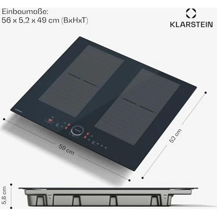 Klarstein Delicatessa 60 Induktionskochfeld, 4-Zonen Einbaukochfeld mit 7.000 W, Flexizone, Thermoboost, Schieberegler, Kindersicherung, Glaskeramik Schwarz – Bild 7