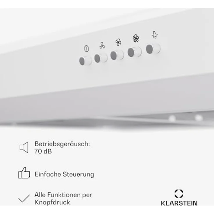 Klarstein Dunstabzugshaube 90cm, Abluft-Dunstabzugshaube mit Aluminium-Filter, leise & effizient, LEDs & Touch Controls – Bild 5