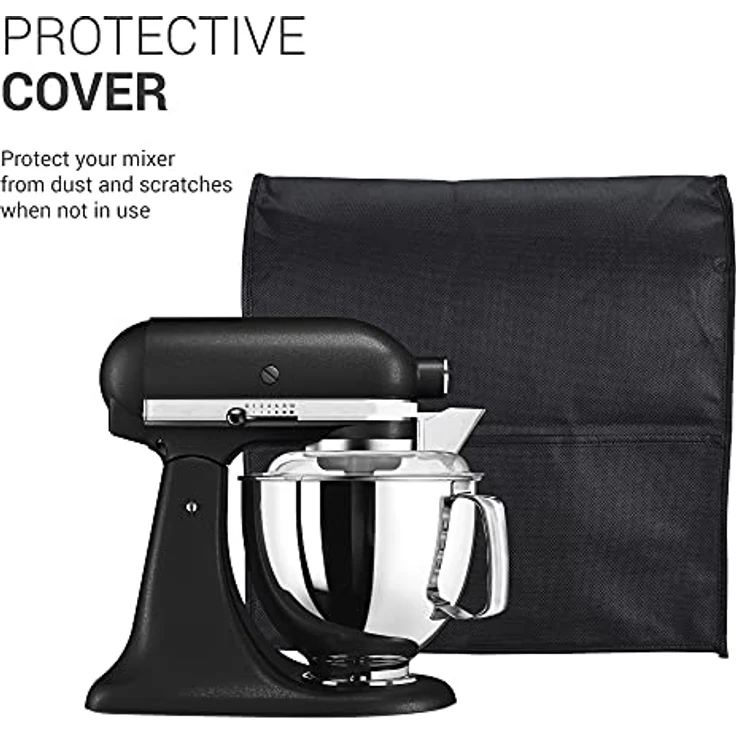 kwmobile KitchenAid Hülle 4,3-4,8 Liter - Staubschutz Abdeckhaube mit 3 Fächern in Schwarz – Bild 2