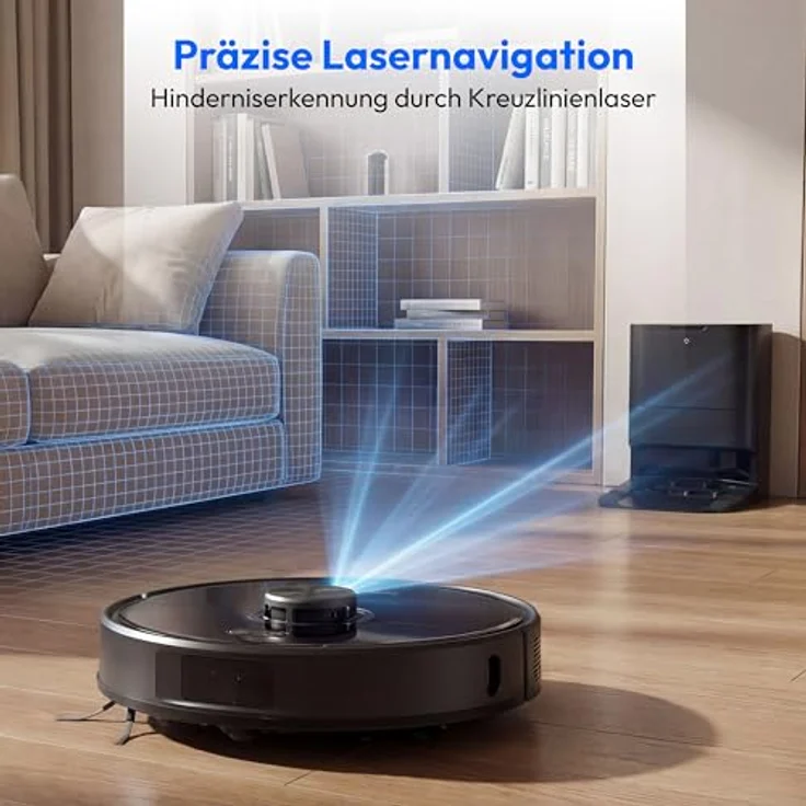 MEDION Saugroboter X51 SW+, 2-in-1 mit Absaugstation, 10000Pa Saugkraft, Lasernavigation und Wischfunktion, grau – Bild 4