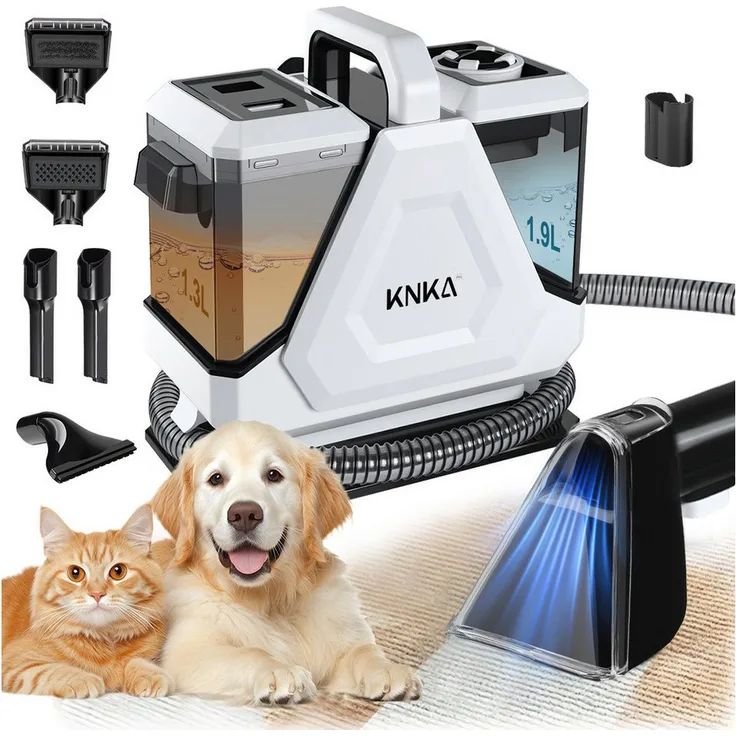 KNKA PRO Teppichreinigungsgerät, tragbarer Waschsauger mit 550 W, 16.000 Pa Saugkraft, 1900 ml Frischwassertank, für Sofas, Teppiche und Haustierunterlagen