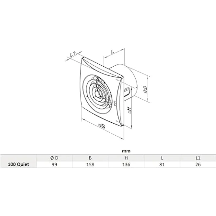 VENTS Quiet 100 TH BadLüfter Kleinraumventilator mit Hygrosteuerung und Nachlauffunktion – Bild 4