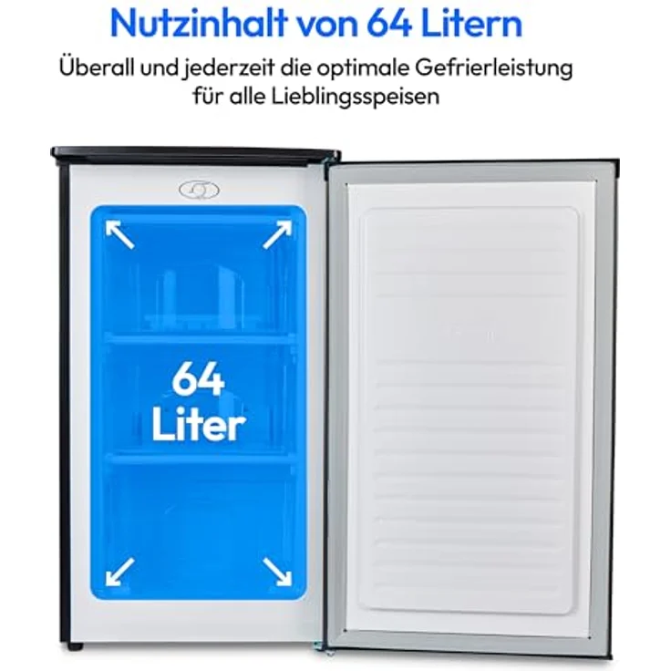 MEDION Gefrierschrank (64 Liter, 85cm hoch, 3 transparente Schubladen, Türanschlag wechselbar, MD37688) grau – Bild 3
