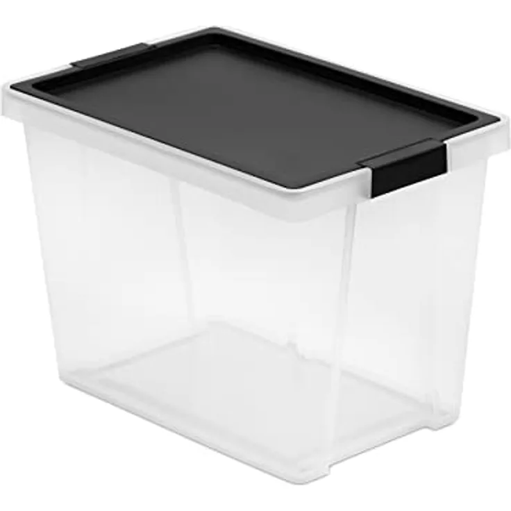 TATAY Aufbewahrungsbox mit deckel, 15L, mit Griffen, Deckel aus 100 prozent recycelten Materialien, Transparent, BPA-frei, Schwarz. Maße 25 x 36 x 26 cm, 1157502