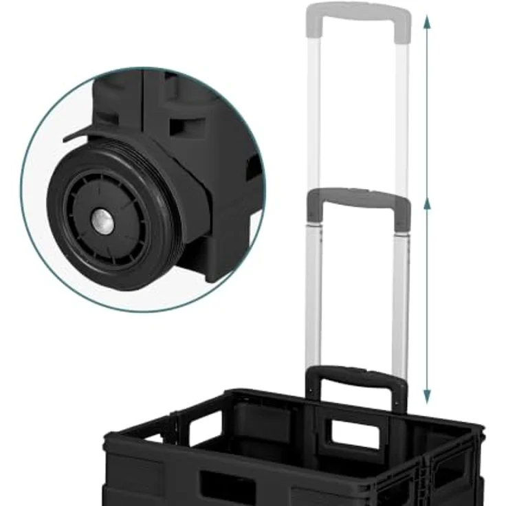 relaxdays Einkaufstrolley mit Teleskopgriff, schwarz, großer Stauraum und hohe Traglast bis 35 kg – Bild 6