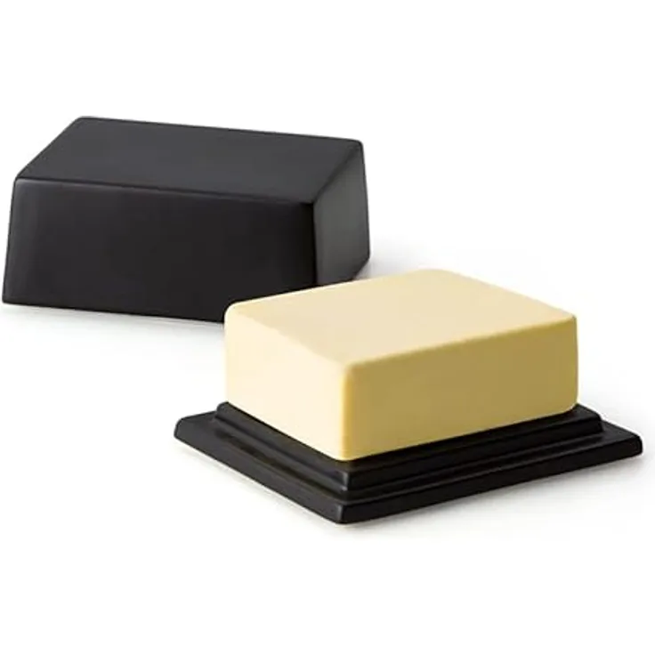 Continenta Butterdose für Butterplatte, 250 g, Keramik, Schwarz, 12 x 10 x 6 cm