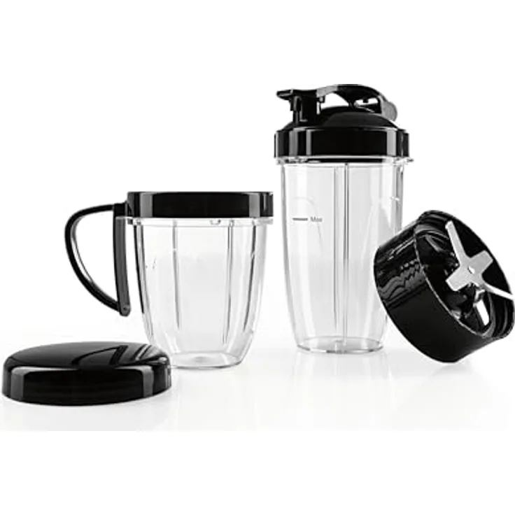 GOURMETmaxx Zubehörset L für Nutrition Mixer Pro 1.000, 6-teiliges Set mit 300 ml und 550 ml Mixbechern, To-go-Deckel und Frischhaltedeckel