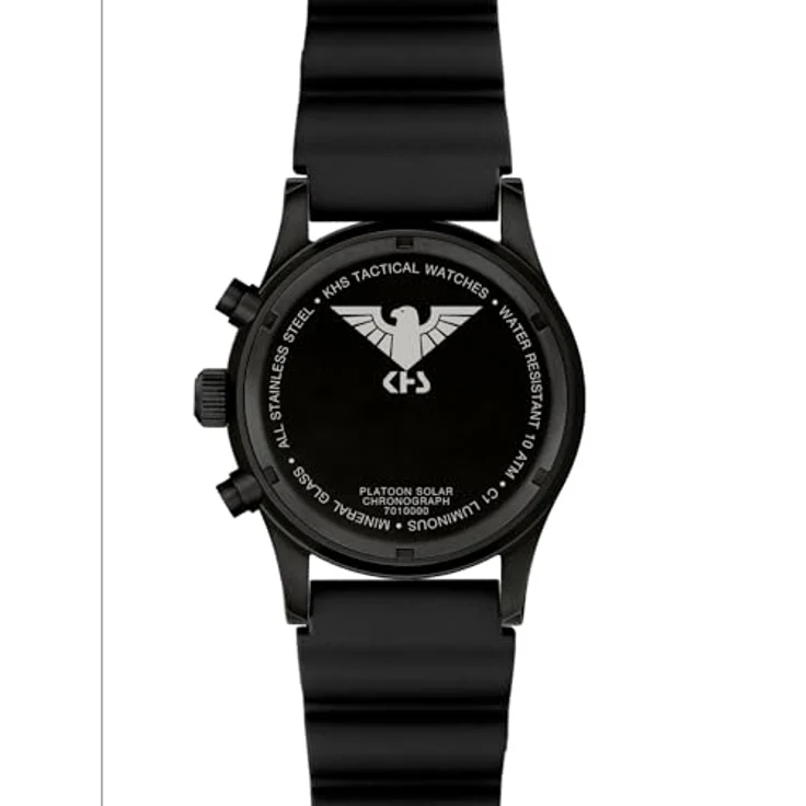KHS Platoon Black Steel Solar Chronograph KHS.PLABSSC.DB, wasserdicht bis 10 Bar, mit Taucherband in schwarz – Bild 5