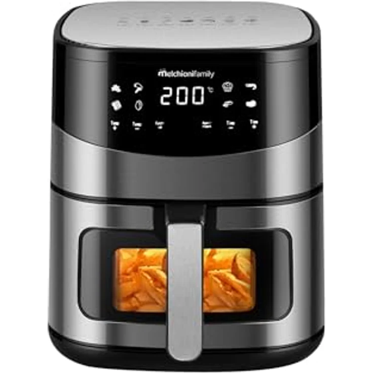Melchioni Heißluftfritteuse ARIANNA, 2000 W, 6,5 L, Doppelheizung, 80–200 °C, 8 Programme, Farb-LED-Display, Sichtfenster – Bild 1