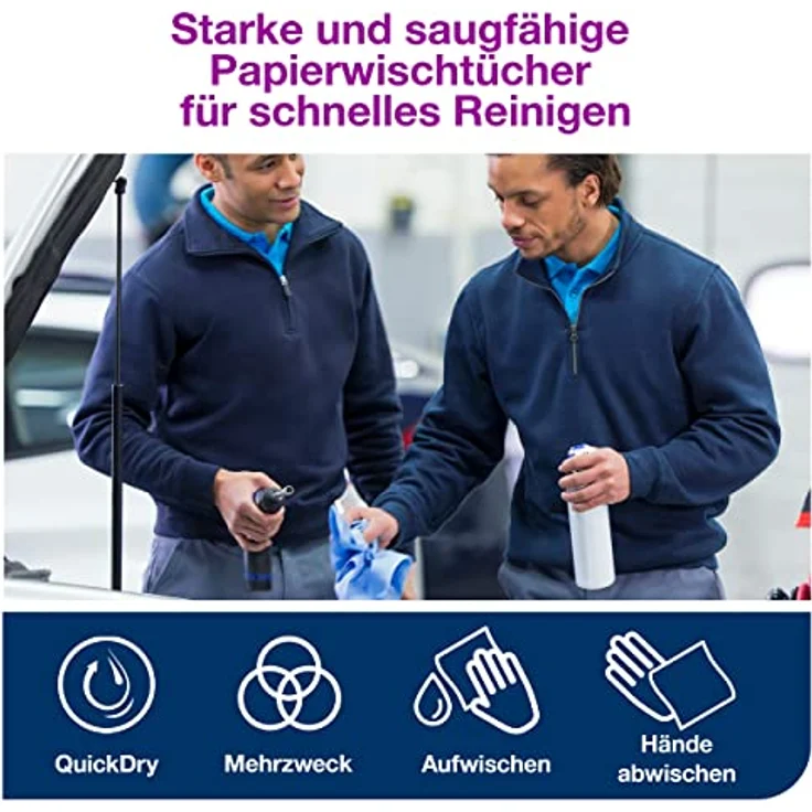 Tork 130052 Starke Mehrzweck Papiertücher für W1/W2 Systeme / 2-lagiges saugfähiges Papier in Blau / 2 x 255m – Bild 5