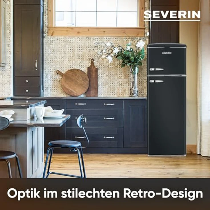 SEVERIN Retro Kühl- & Gefrierkombination RKG 8984, rot, 246 L Nettovolumen, Gefrierfach oben, LED-Beleuchtung, leise (39 dB) – Bild 3
