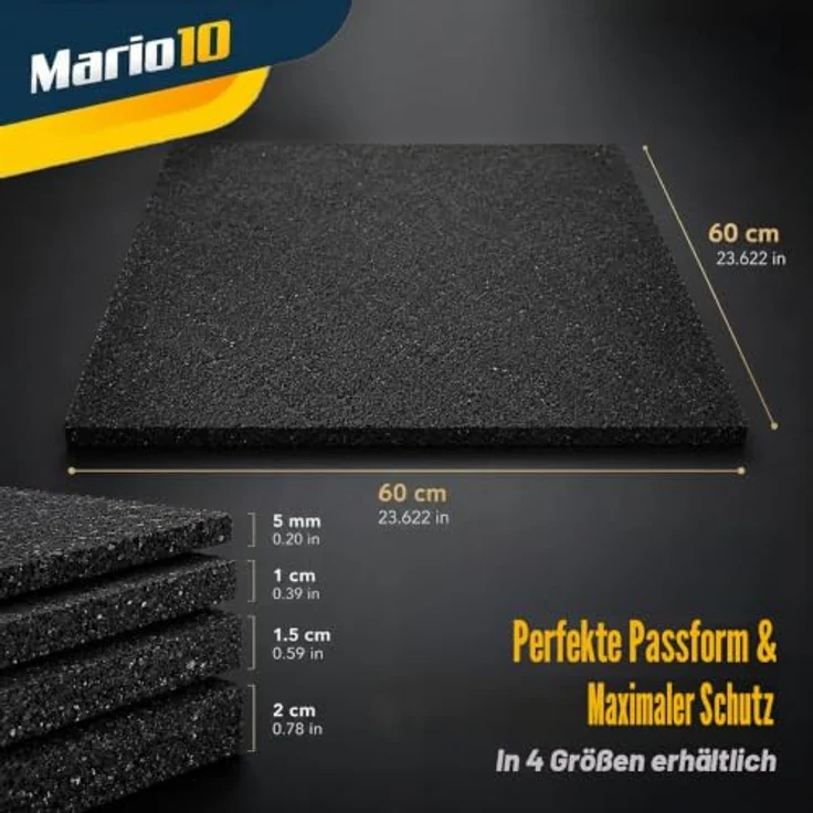 Mario10 Anti-Vibrations-Waschmaschinenmatte, 60x60x1,5 cm, geruchsneutral und wasserdicht, Gummimatte, Made in EU – Bild 3