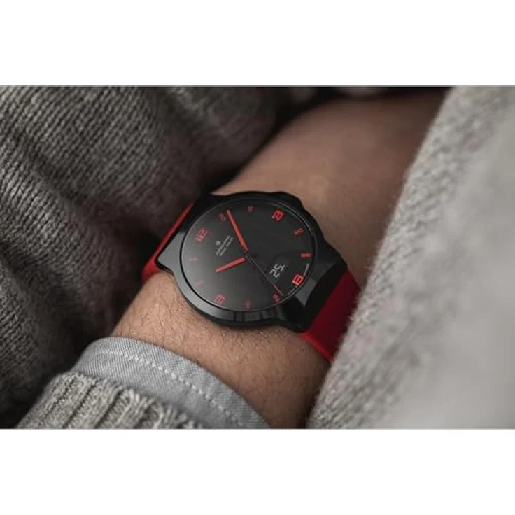 JUNGHANS Funk-Solar Herrenuhr Force Mega Solar, rot mit analog-digitaler Anzeige, kratzfestem Gehäuse und leuchtendem Zifferblatt – Bild 4