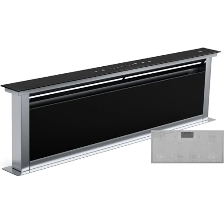 Klarstein Royal Flush Downdraft Dunstabzugshaube - A++ Energieeffizienz, 836 m³/h, Leise 70 dB, Touch-Bedienfeld, LED-Beleuchtung in 9 Farben, Wandmontage, Umluftbetrieb möglich – Bild 1