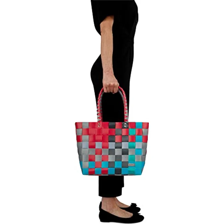 normani Einkaufstasche geflochten mit Henkeln, extra robuste Tragetasche, 20 Liter Volumen, Farbe Classic/Hot and Cold, umweltfreundlich aus 70 % recyceltem Material – Bild 3