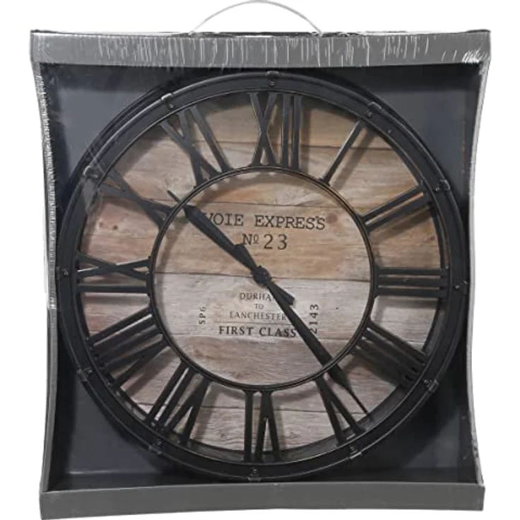 ATMOSPHERA CREATEUR D'INTERIEUR Wanduhr Vintage – Schwarz & Holz D39 cm – Atmosphäre für den Innenbereich – Bild 3