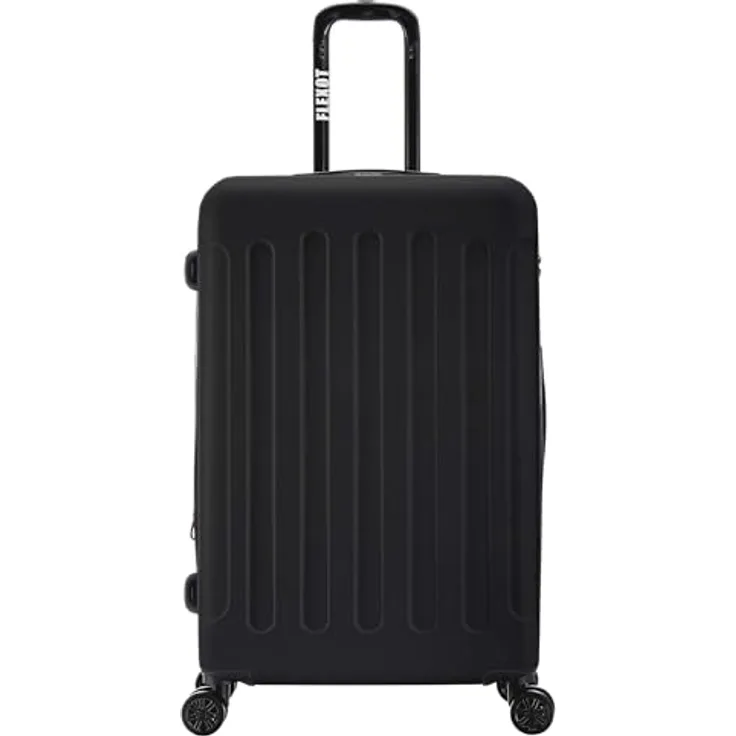 Flexot® F-3045 | Koffer mit V-Erweiterung | Alu-Teleskopgriff | 360° Räder leise rollend | Reisekoffer | Trolley | Aufgabegepäck | Rollkoffer | (Schwarz, XL, großer Koffer)