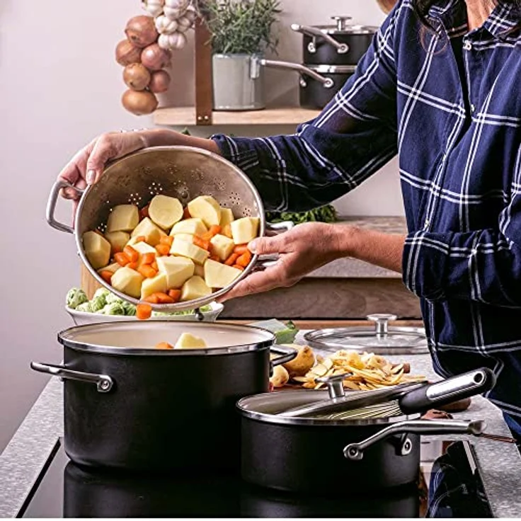 KitchenAid Steel Core Enamel Kochtopf mit Deckel (24cm/6l), deutsche Emaille, Induktionsgeeignet, backofenfest, spülmaschinenfest, Schwarz Matt – Bild 3