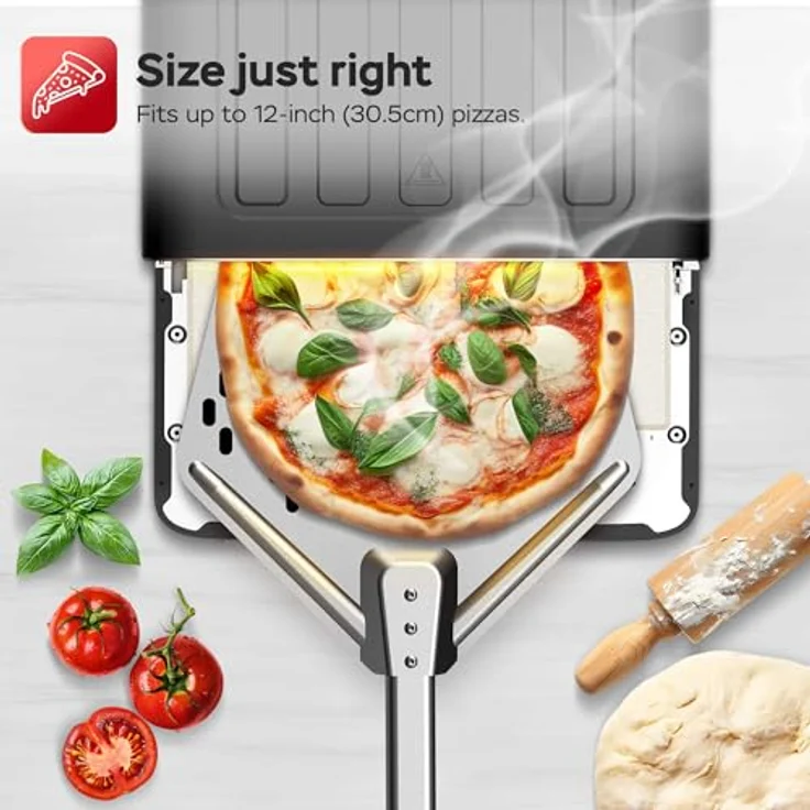 TurboTronic by Z-Line Pizzaliano TT-PO15, Minibackofen aus Edelstahl mit 2000 W Leistung, 430 °C in 2 Minuten, inkl. Pizzastein und digitale Steuerung – Bild 3