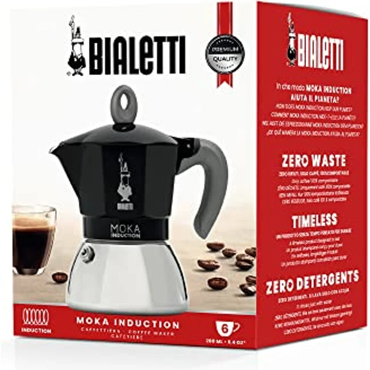 Bialetti New Moka Induction Espressokocher, für 6 Tassen, 280ml, schwarz – Bild 2
