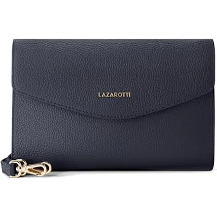 Lazarotti Bologna Leather Clutch, Umhängetasche aus 100% Leder, 23 cm, blau