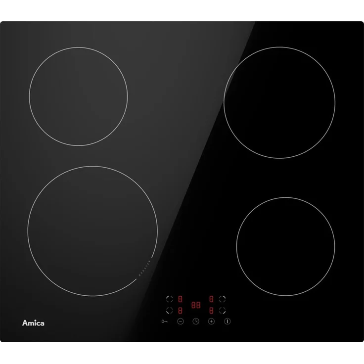 Amica Induktionskochfeld PI6501 Schwarz, mit 4 Kochzonen, Kindersicherung und Timer-Funktion
