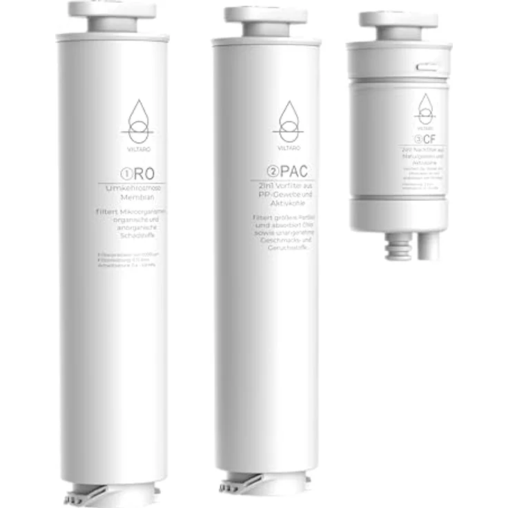 VILTARO® Osmoseanlage Filter 3in1 Set (RO, PAC, CF) | Umkehrosmoseanlage Ersatzfilter | Osmose Membran | Umkehrosmose Wasserfilter Trinkwasser – Bild 1