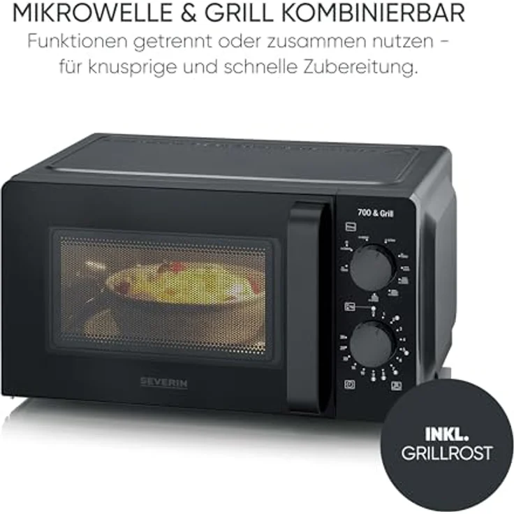 SEVERIN Mikrowelle mit Grillfunktion MW 9182, 900 Watt, 9 Leistungsstufen, kompakte Küche, inkl. Grillrost – Bild 5