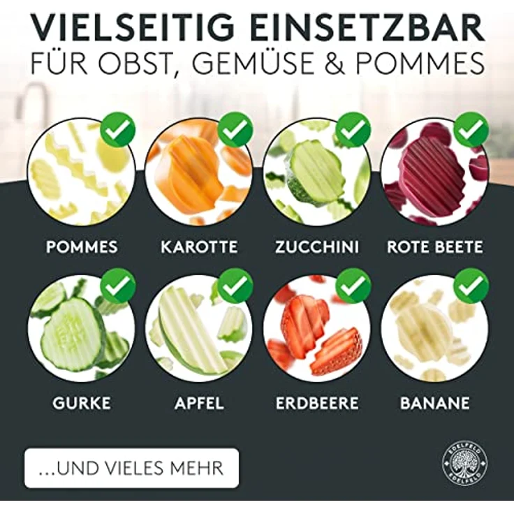 Edelfeld Wellenschneider für Pommes, Obst & Gemüse - Spülmaschinengeeignetes Wellenmesser mit Titanklinge - Professionelles Riffelmesser für Erwachsene & Kinder - BLW Wellenschnittmesser aus Edelstahl – Bild 3
