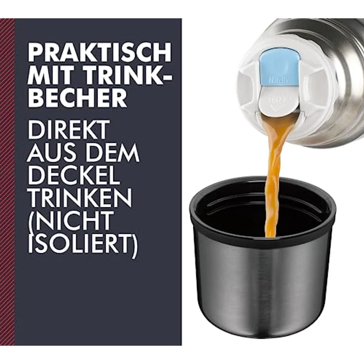 THERMOS 4019.218.075 Thermosflasche Light & Compact, Edelstahl Cool Grey 0,75 l, Spülmaschinenfest, 18 Stunen heiß, 24 Stunden kalt – Bild 5