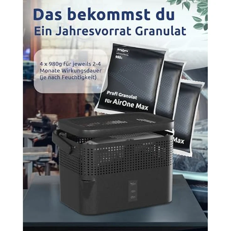 BonAura® Luftentfeuchter Nachfüllpack 4x 980g, effektiver Schimmel- und Geruchsschutz für Räume bis 33m², 4er Set Granulat – Bild 2