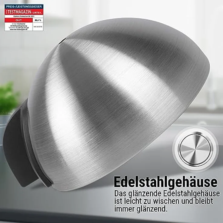 Clatronic EK 3321 Eierkocher mit Härtegradeinstellung (7 Eier), akustisches Endsignal, Messbecher mit Eipicker, 400 Watt, Inox – Bild 4