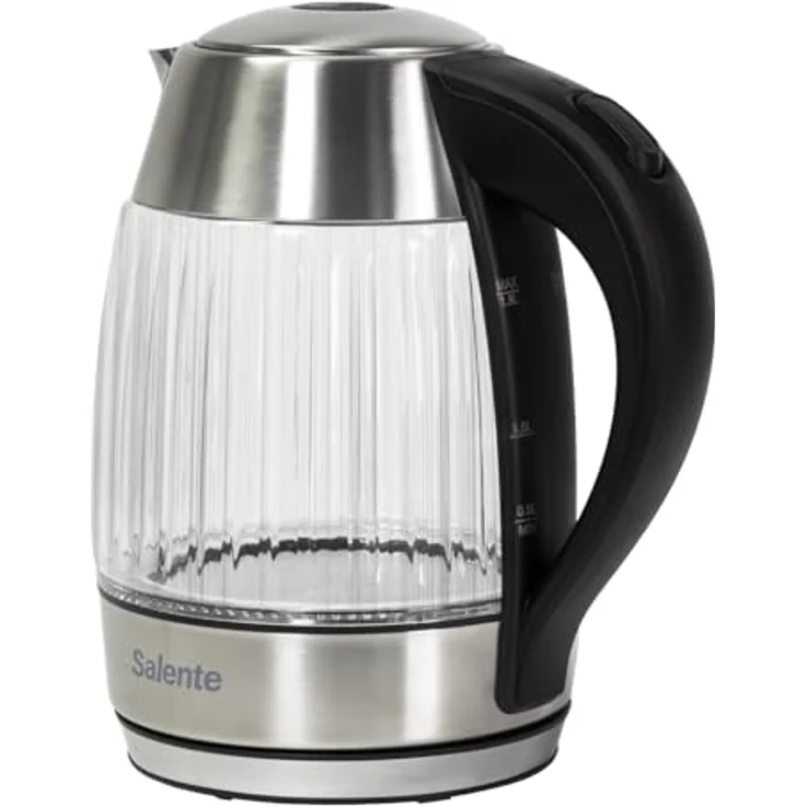 SALENTE StripeGlass Edelstahl-Glaskessel, 1,8 L, verstärktes Borosilikatglas, Anti-Kalk-Filter, Trockenlaufschutz, 2200 W, LED-Licht mit roter Hintergrundbeleuchtung – Bild 4