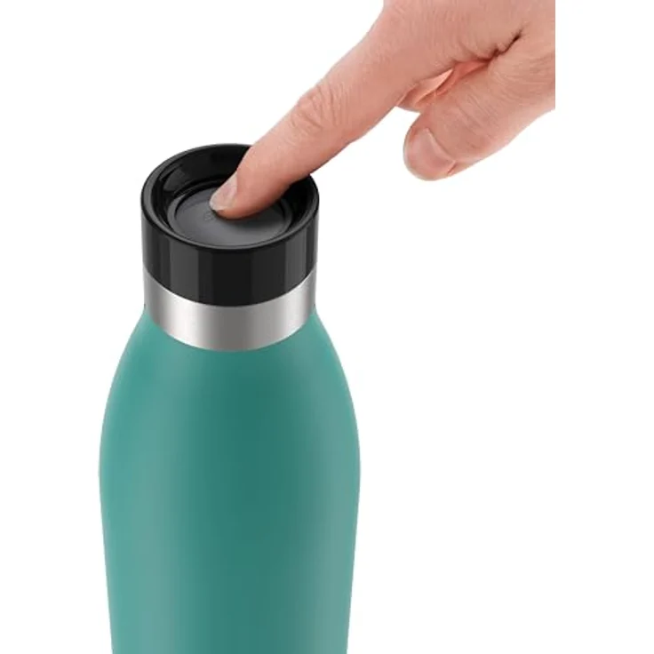 Emsa Bludrop Isolier-Trinkflasche, Edelstahl, 1 Liter, Pulverbeschichtung, Petrol, 20h heiß/40h kalt – Bild 3