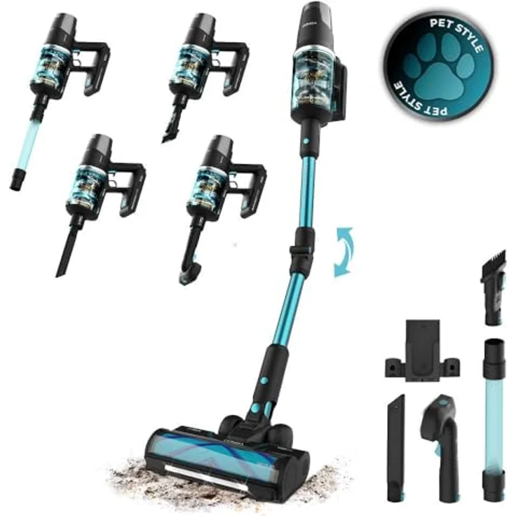 Cecotec Akkustaubsauger Besen - Conga Rockstar 9500 Lunar Pet Flex, 750W, Saugkraft 300 AW, 90 Minuten Laufzeit, Hairless-Bürste, 4 Modi: Eco, Mittel, Hoch, Auto – Bild 1