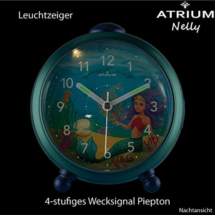 Atrium Quarzwecker A932-13, Kinderwecker in Metallic-Mint und -Lila mit Snoozefunktion und großem Ziffernblatt – Bild 5