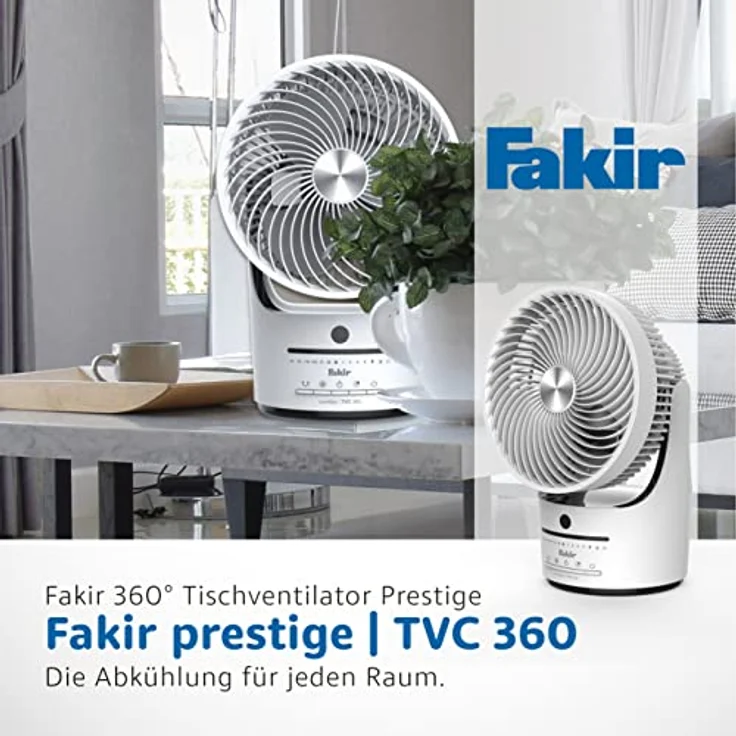 Fakir Tischventilator TVC 360 Grad Ventilator, weiß/schwarz – Bild 2