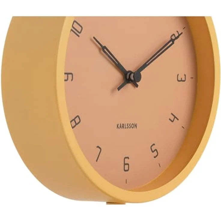 Karlsson Tischuhr Stark, gelbe Metall Uhr, rund, 15 cm Durchmesser, moderne Dekoration – Bild 5