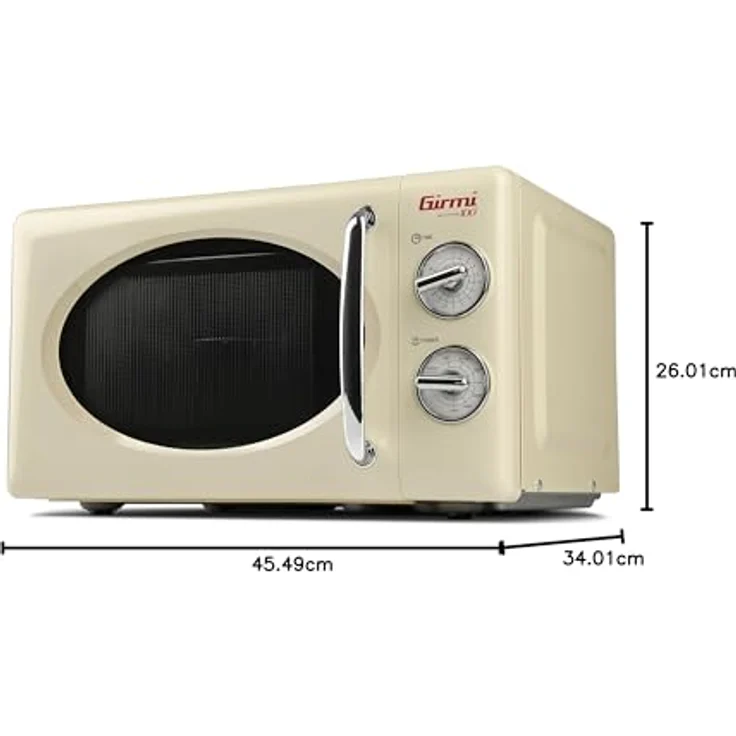 Girmi FM2105 Mikrowelle im Vintage-Design, Standgerät, 20 Liter Garraum, 700 + 800 Watt, Creme – Bild 9