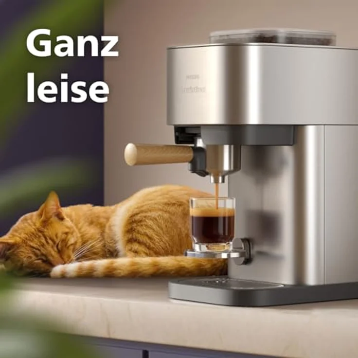 PHILIPS baristina Esprssemachine Plus BAR500/00, Edelstahl/Eschenholz, mit Mahlwerk für ganze Bohnen, Iced Coffee Funktion, 16 bar Pumpendruck – Bild 7