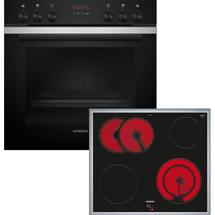 Siemens Einbau-Herd-Set PQ212KA10: EA64RGNA1E + HE273ABS3, selbstreinigender Backofen mit activeClean, 3D Heißluft, schwarz/Edelstahl – Bild 1