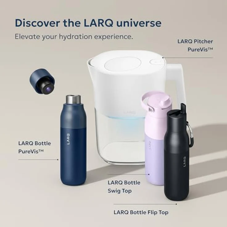 LARQ Bottle Twist Top 740ml - Isolierte Edelstahl-Trinkflasche | Thermoskanne, BPA-frei | Wiederverwendbare Wasserflasche für Camping, Büro und Reisen | Hält Getränke kalt und heiß, Granite White – Bild 10