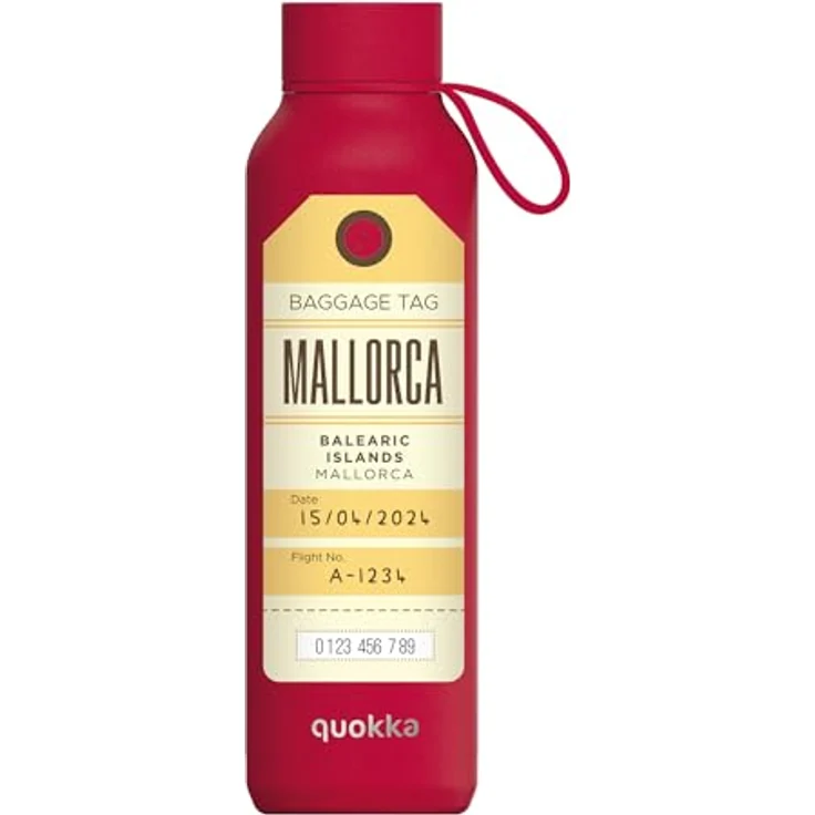 Quokka Solid with Strap, Cherry Red 630 ML, BPA-frei, doppelwandige Vakuumisolierung, rostbeständig – Bild 1