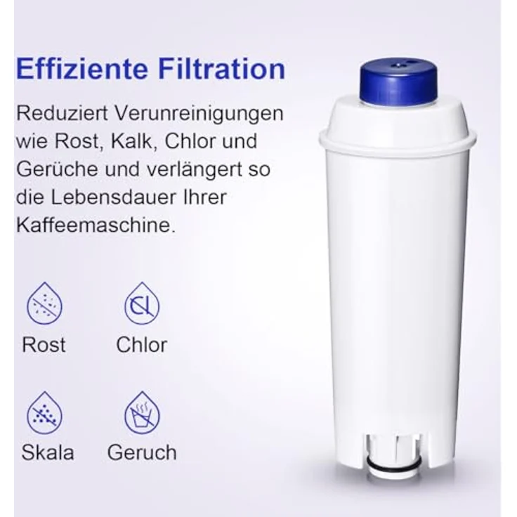 Filswa Wasserfilter DLSC002 für De'Longhi Kaffeemaschinen, 6 Stück Filterkartusche zur Reduzierung von Kalkbildung und Verlängerung der Lebensdauer – Bild 7