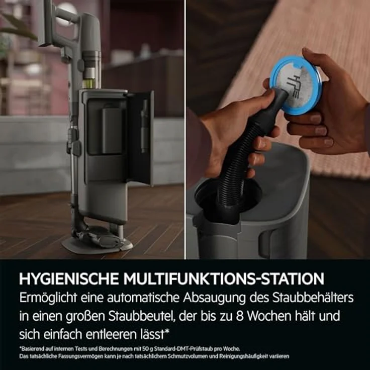 AEG ULTIMATE 8000 AP83AB25DG Akku Staubsauger mit Absaugstation | 5-Stufen Filtration | Automatik-verlängerte Laufzeit | für Hartboden, Teppich, Tierhaare | 25,2V Akku wechselbar | Dunkelgrau – Bild 5