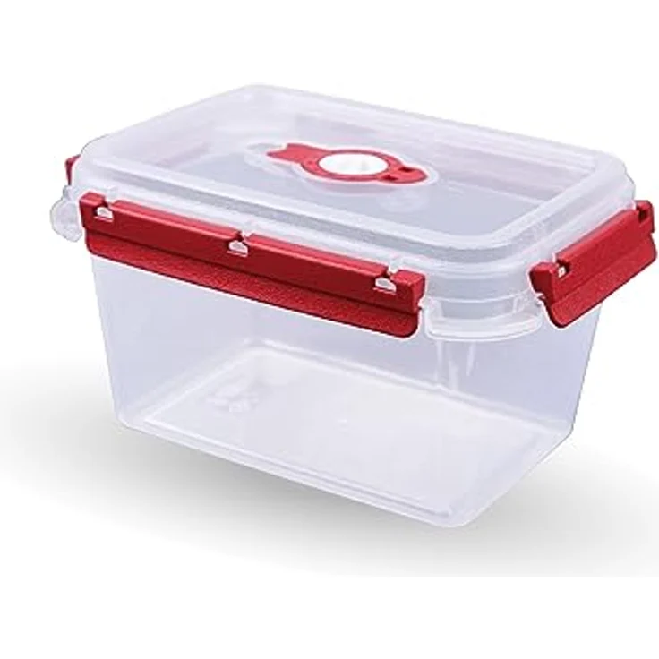 Tontarelli Vorratsdose für Lebensmittel (1500 ml) - Rot - Luftdichter Deckel, Mikrowellengeeignet, Spülmaschinenfest – Bild 1