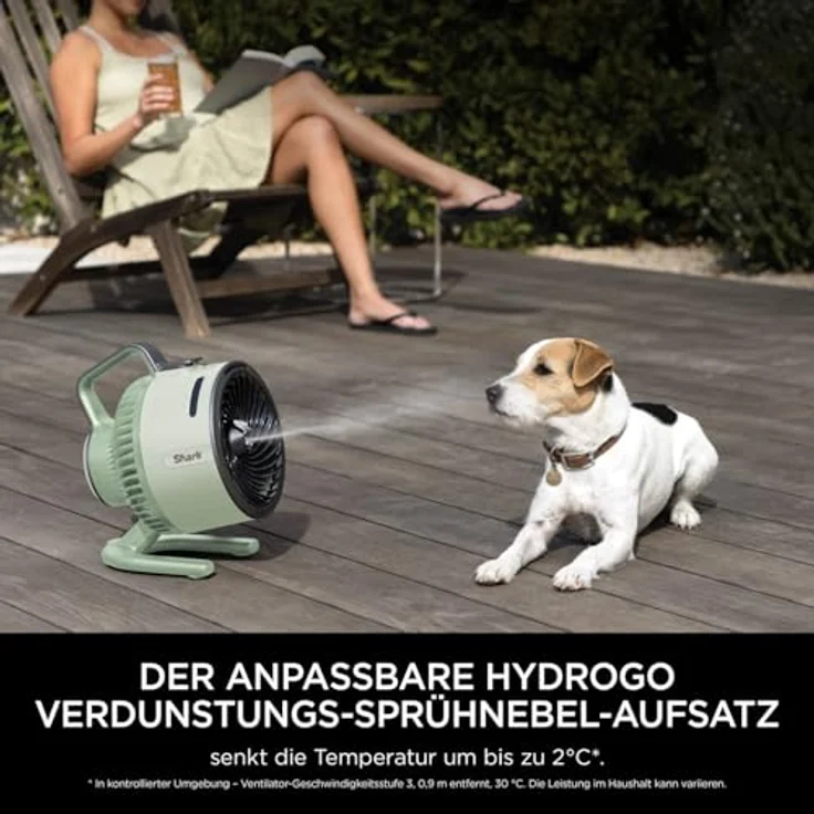 Shark FlexBreeze HydroGo Ventilator mit Sprühnebel, leise & tragbar, 5 Geschwindigkeiten, kabelgebunden & kabellos, Mint FA050EUGN – Bild 5